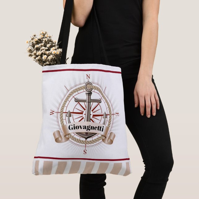 Tote Bag Boussole nautique et Ancre (De près)