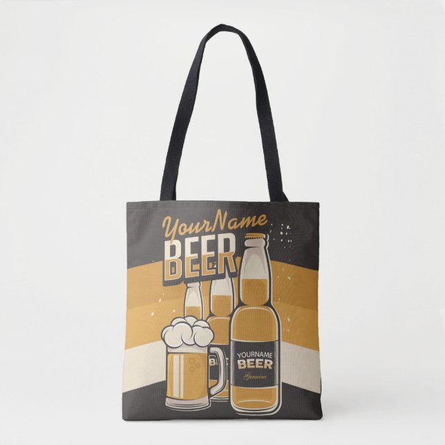 Tote Bag Bouteille de bière personnalisée Barre de brassage (Devant)