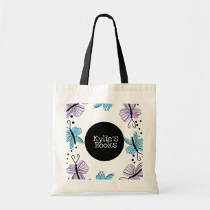 Tote Bag Bouteilles d'aquarelle Papillons de bibliothèque p