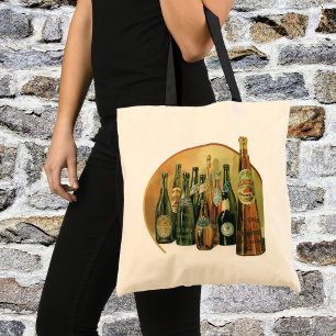 Tote Bag Bouteilles de bière importées vintage, alcool, boi