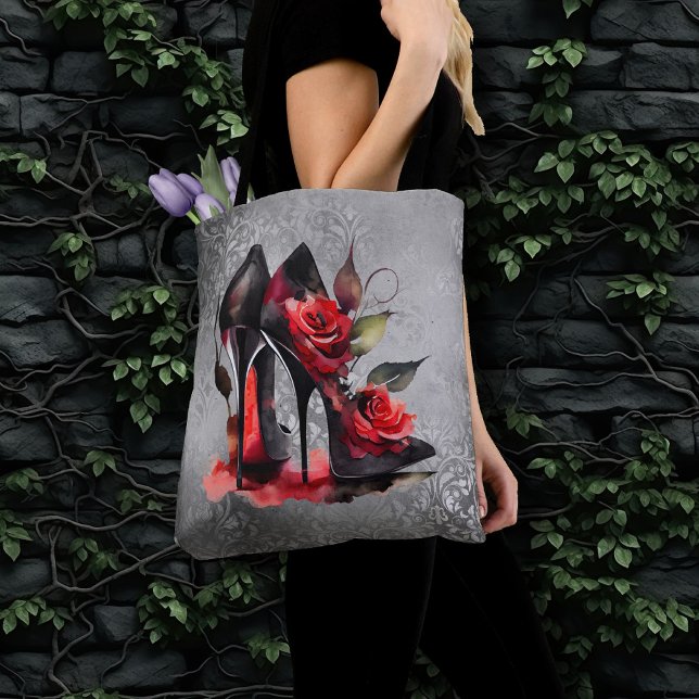Tote Bag Boutique gothique fashionista rouge en bas avec Ro (Créateur téléchargé)