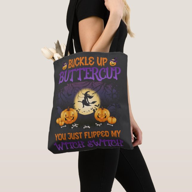 Tote Bag Bouton d'interrupteur de sorcière d'Halloween vers (De près)