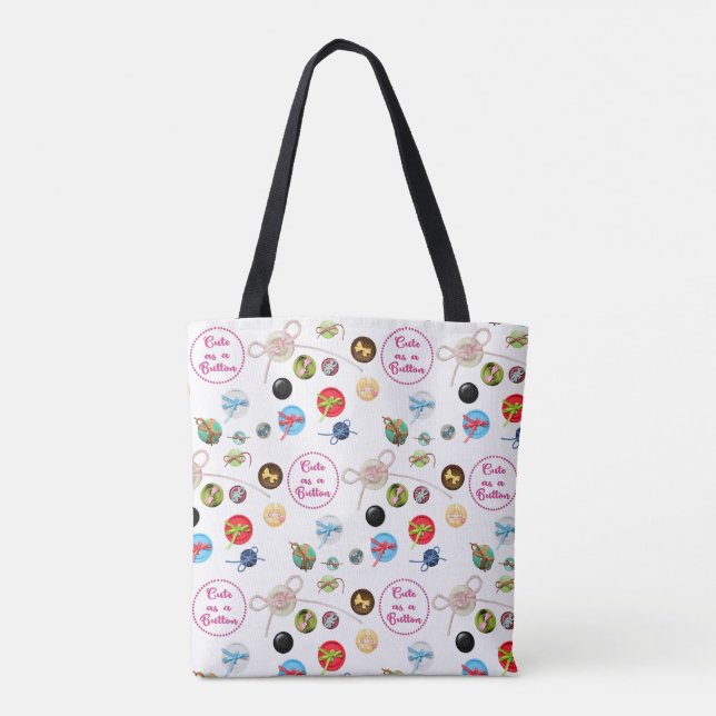 Tote Bag Bouton mignon à coudre Boutons et rubans (Dos)