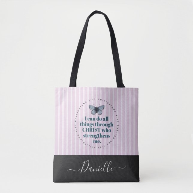 Tote Bag Bouton rose de la Bible Nom (Devant)