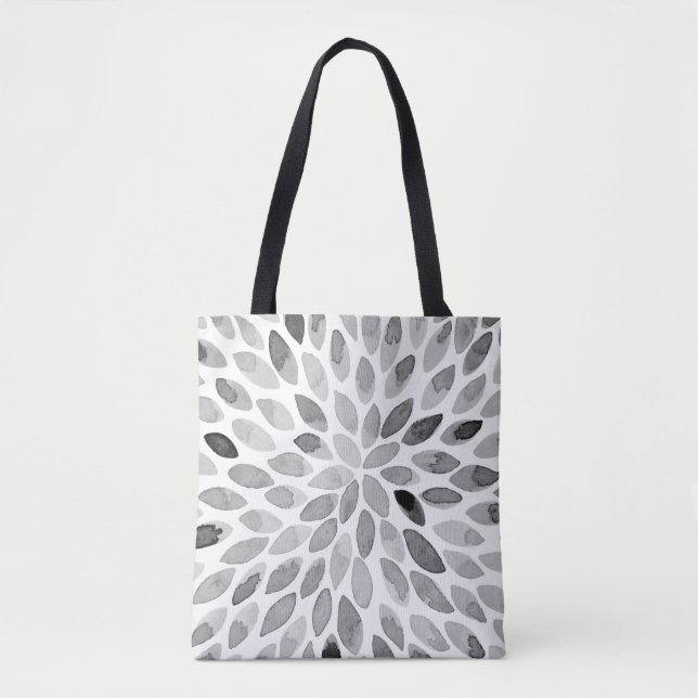 Tote Bag Boutons de brosse d'aquarelle - noir et blanc (Devant)
