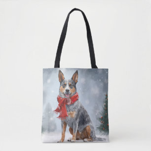 Tote Bag Bouvier Australien dans la neige de Noël