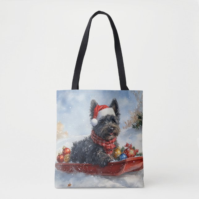 Tote Bag Bouviers Des Flandres Chien à Sledge Noël (Devant)