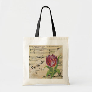 Tote Bag Bouzouki Elegant Tulip Partition Vintage Musique