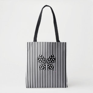 Tote Bag Bow avec points sur bandes noires