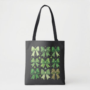 Tote Bag Bow Coquette St Patrick's Day Vintage