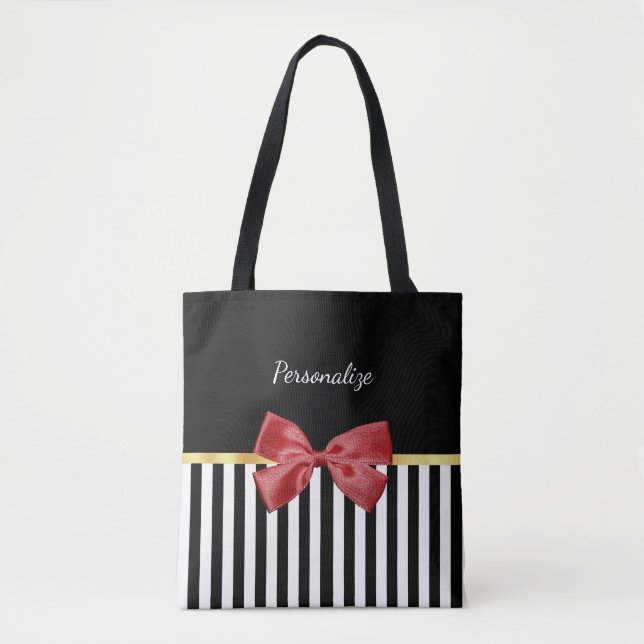 Tote Bag Bow rouge classique Grandes noires et blanches ave (Devant)