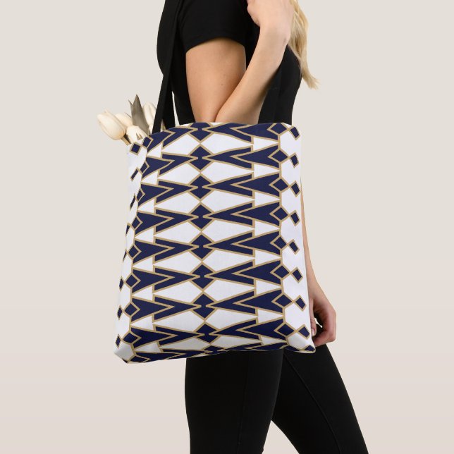 Tote Bag Bowties bleues et dorées (De près)