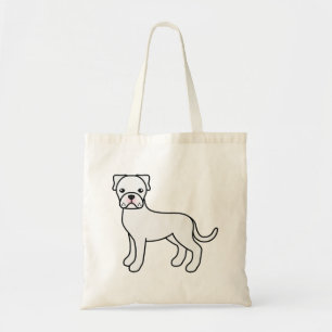 Tote Bag Boxe blanche mignonne chien de dessin