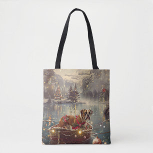 Tote Bag Boxer Christmas Festive Voyage