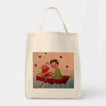 Boy Holding Heart in Boat