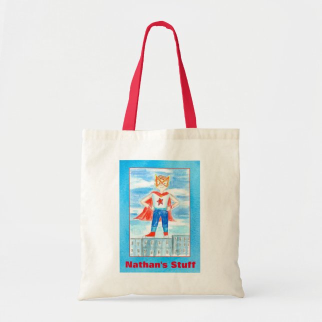 Tote Bag Boy Superhero Nom personnalisé (Devant)