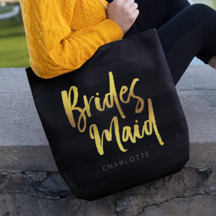 Tote Bag Bracelet noir Faux Bracelet or Script Bridesmaid