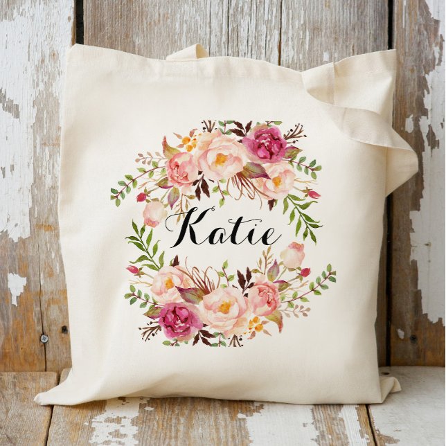Tote Bag Braidsmaid Floral Rustique Personnalisé (Créateur téléchargé)