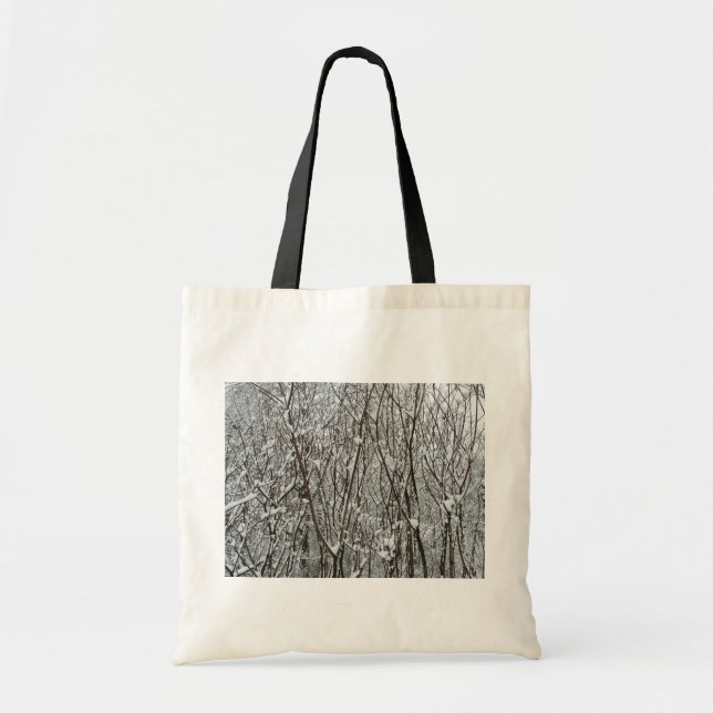 Tote Bag Branches couvertes de neige Abstraite hivernale (Devant)