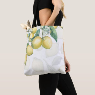 Tote Bag Branches de citron Blanc & Jaune Pays Rustique Chi