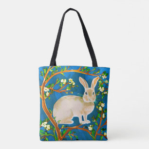 Tote Bag Branches de lapin sauvage et de fleurs