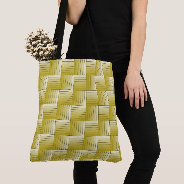 Tote Bag - Brass Yellow Optical Illusion Maze (Close Up)