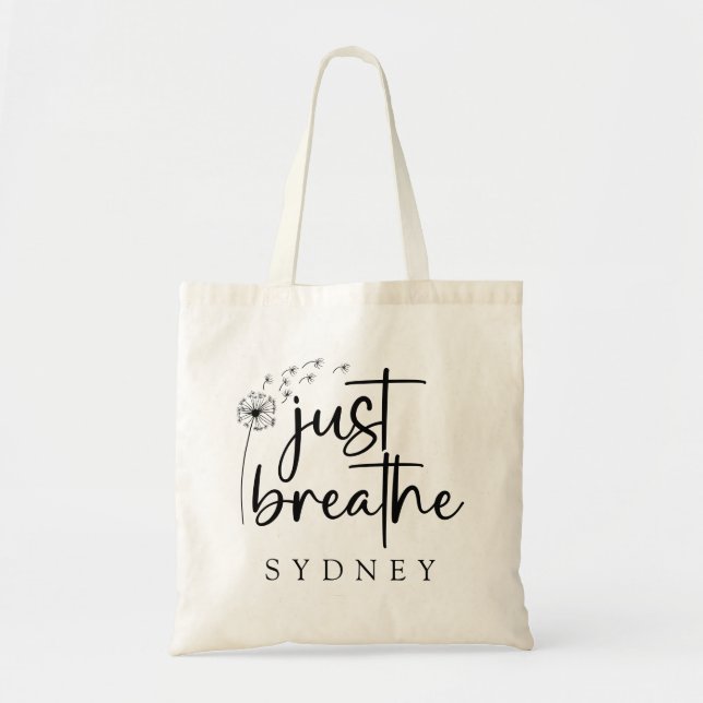 Tote Bag Breathe Dandelion Nom personnalisé (Devant)