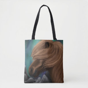 Tote Bag Breeze du Nord : Cheval islandais en rafale de min