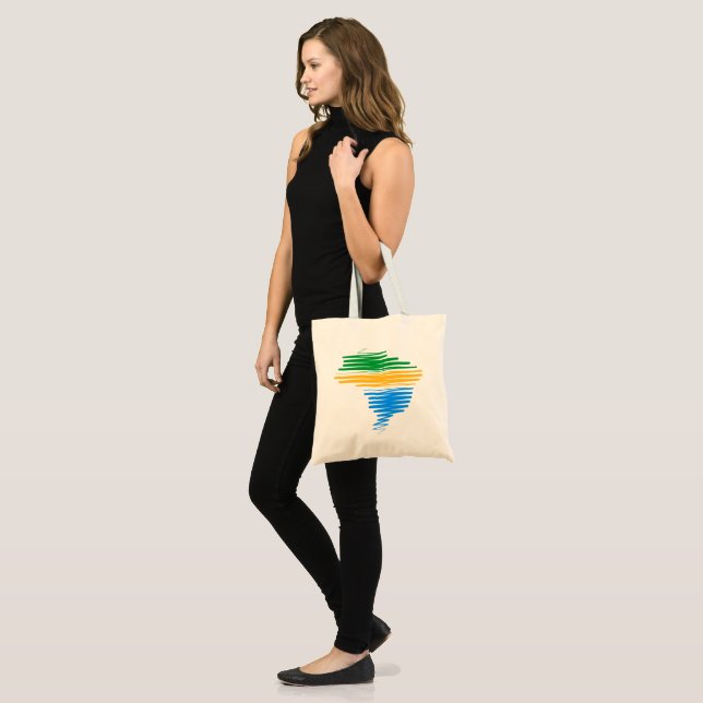 Tote Bag Brésil carte frontière avec drapeau brésilien coul (Devant (modèle))