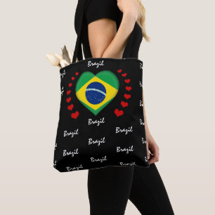 Tote Bag Brésil Drapeau et coeur Drapeau brésilien Mode/s