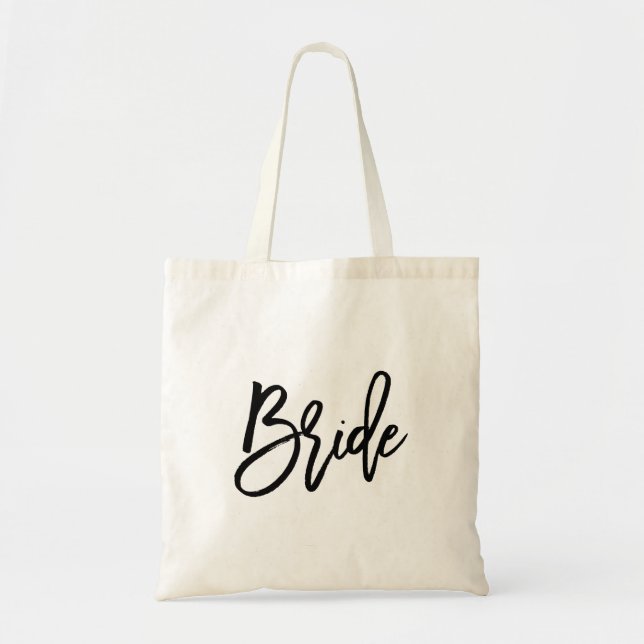 Tote Bag Bride de script de pinceau moderne (Devant)