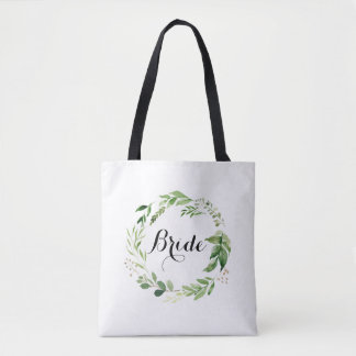 Tote Bag Bride Greenery Mariage Fourre-tout Watercolor Wrea