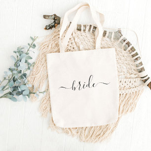 Tote Bag Bride Noir Blanc mariage de script moderne