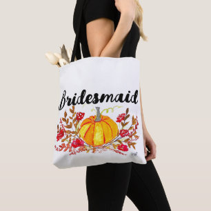 Tote Bag Bridesmaid Autumn Citrouille Floral Mariage de aut