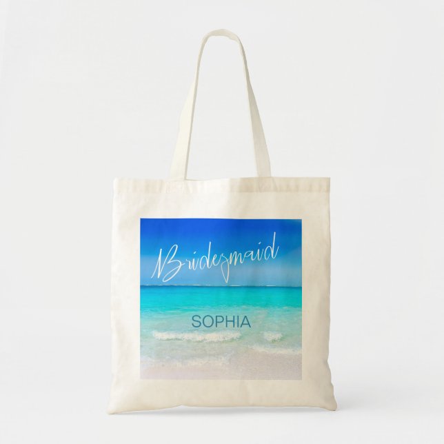 Tote Bag Bridesmaid Beach Océan Bleu Mariage d'été (Devant)