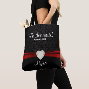 Tote Bag Bridesmaid - Bride de l'équipe noire et rouge