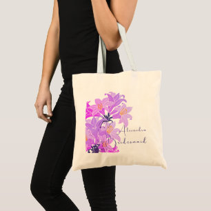 Tote Bag Bridesmaid Floral Purple Plum tendance