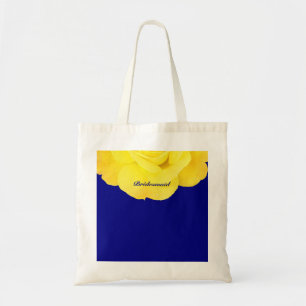 Tote Bag Bridesmaid Golden Jellow Navy Blue Floral Mariage
