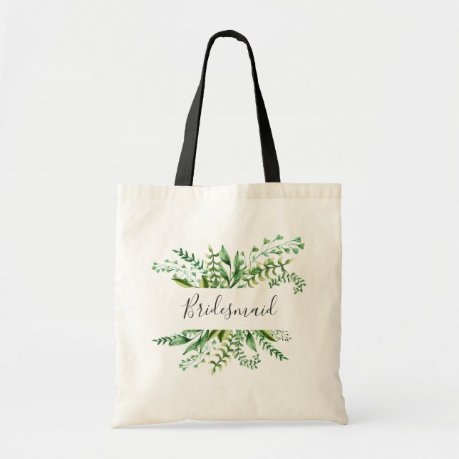 Tote Bag Bridesmaid. Mariage botanique aquarelle (Devant)