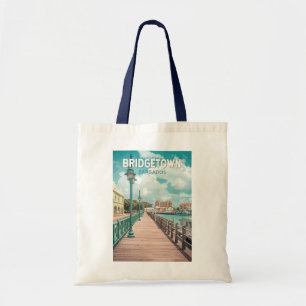 Tote Bag Bridgetown Barbade Illustration Voyage Art Retro
