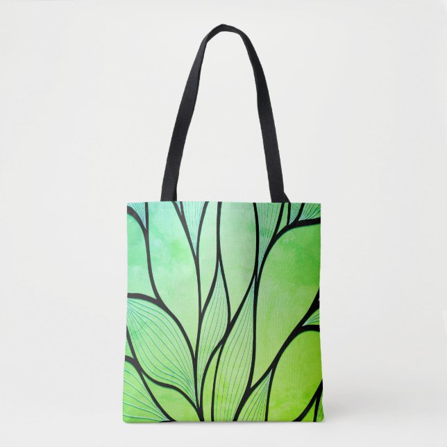 Tote Bag Bright Green Hues Creative Leave Motif (Devant)