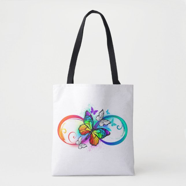 Tote Bag Bright infinity with rainbow butterfly (Devant)