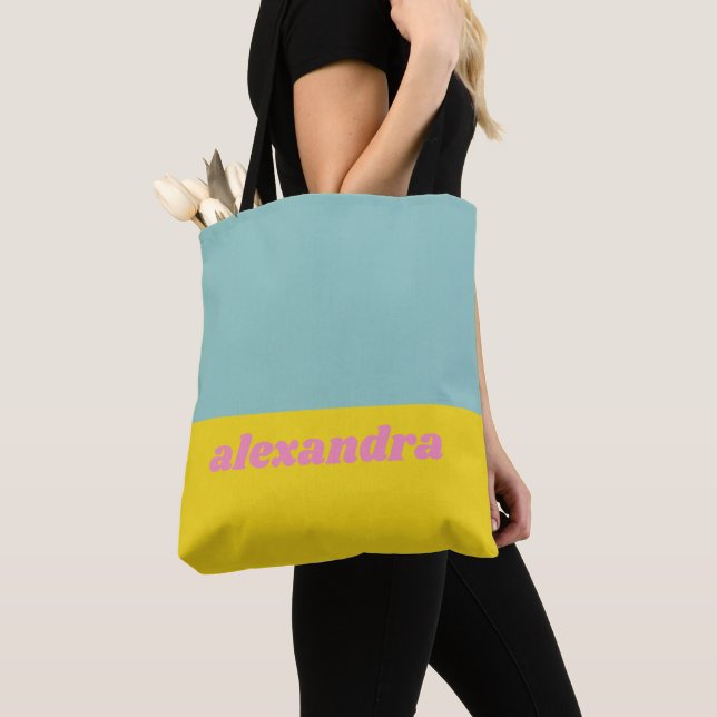 Tote Bag Bright Pastel Color Block Personnalisé (De près)
