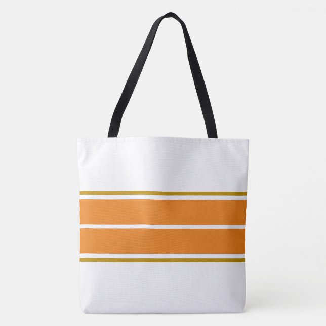 Tote Bag Bright Summer Orange Twin Racing Stripes Sur Blanc (Devant)