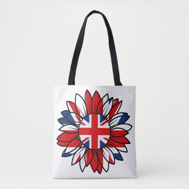 Tote Bag British Flag Sunflower Design Women's (Devant)