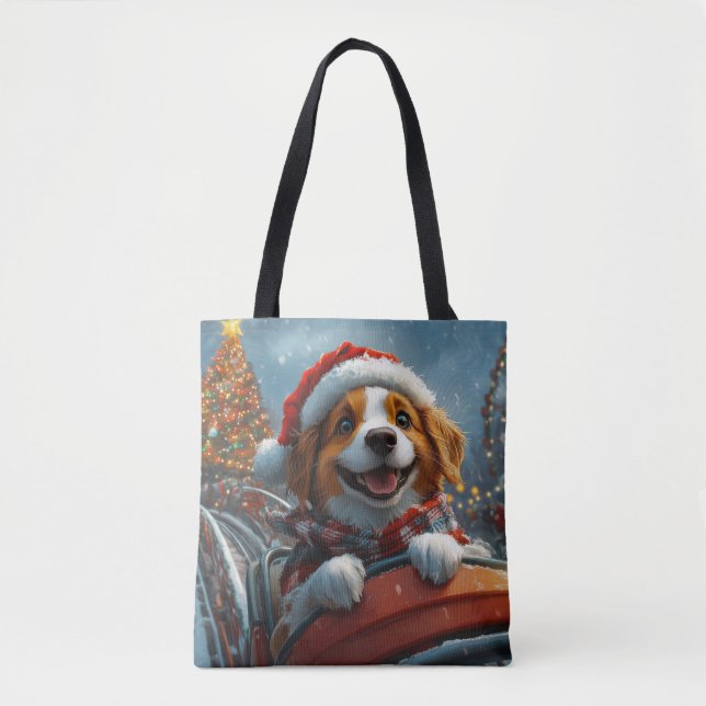 Tote Bag Brittany Spaniel Chien Noël (Devant)