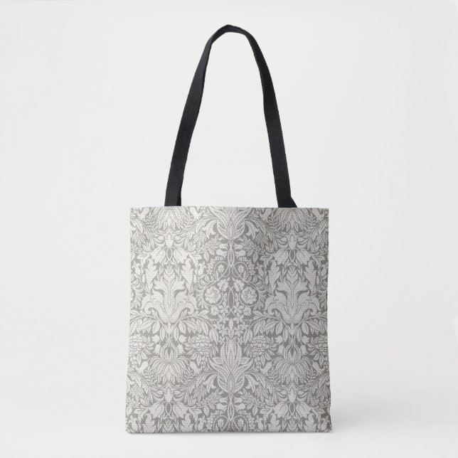 Tote Bag brocade en dentelle blanche élégante (Devant)