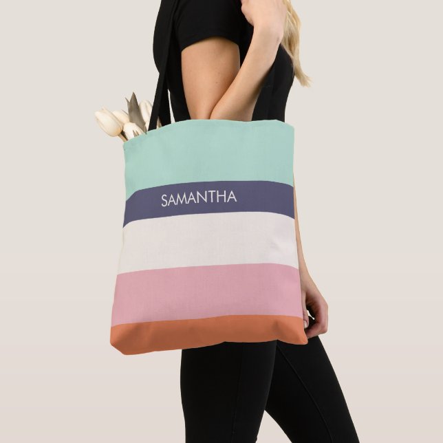 Tote Bag Brochure de menthe Blocs de couleurs modernes Bloc (De près)