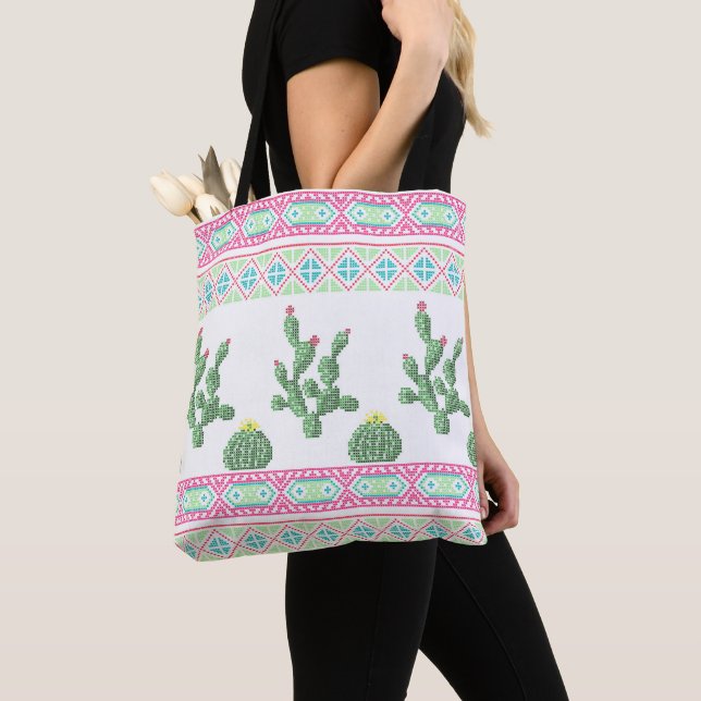 Tote Bag Broderie de fleur de point de croix broderie de po (De près)