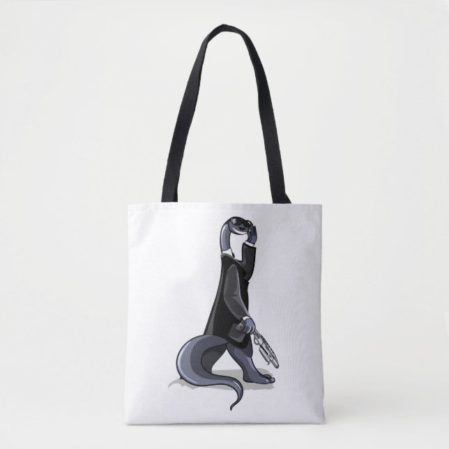Tote Bag Brontosaurus Habillé Comme Un Personnage De Film. (Devant)